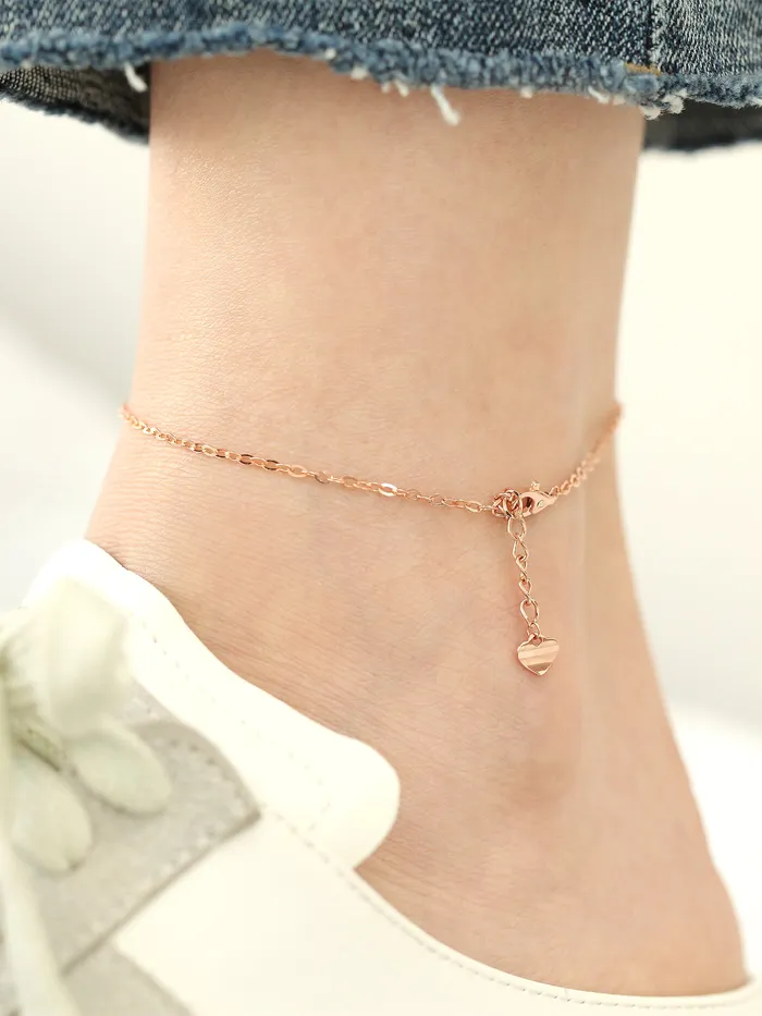 MinimalBijoux 14K 18K Gold Love Heart Chain Anklet PreStyled Sets