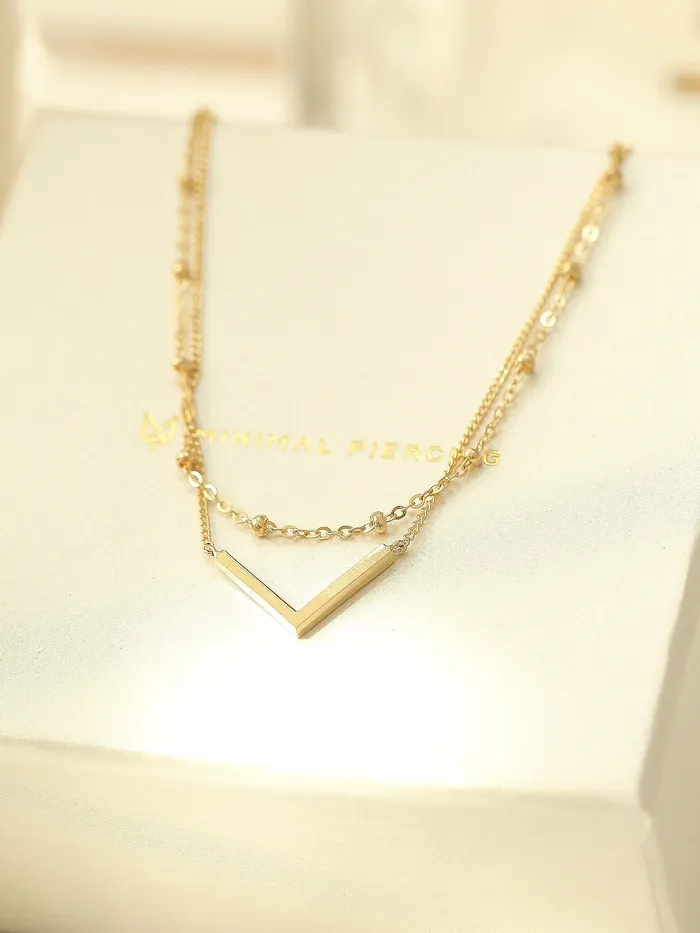 MinimalBijoux 14K 18K Gold V Line Ball Anklet PreStyled Sets