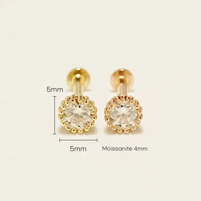 MinimalBijoux PreStyled Sets 14K Gold Moissanite Eco Internally Threaded Labret Piercing 18G16G