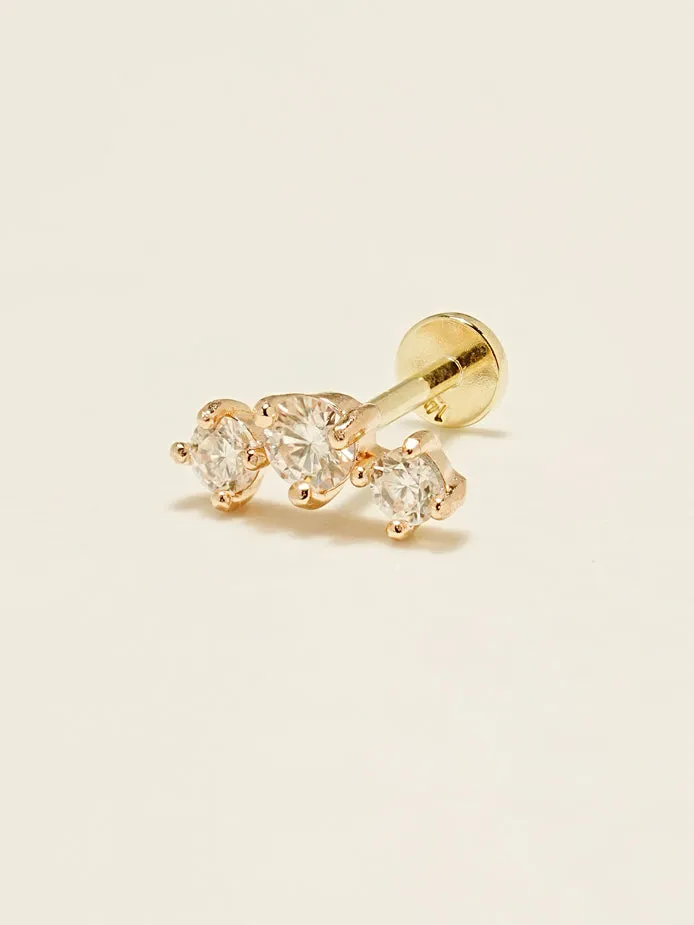 MinimalBijoux PreStyled Sets 14K Gold Triple Crown Moissanite Internally Threaded Labret Piercing 20G18G16G MinimalBijoux PreStyled Sets 14K Gold Triple Crown Moissanite Internally Threaded Labret Piercing 20G18G16G