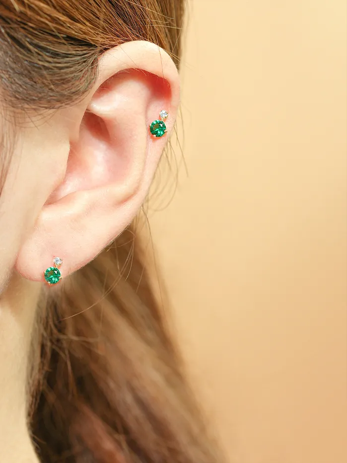 PreStyled Sets 14K Gold Double Point Cubic Internally Threaded Labret Piercing 18G16G MinimalBijoux