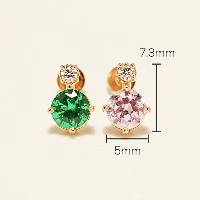 PreStyled Sets 14K Gold Double Point Cubic Internally Threaded Labret Piercing 18G16G MinimalBijoux