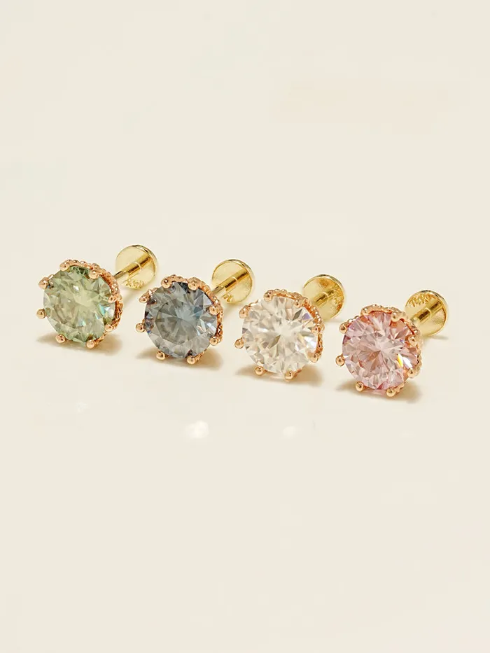 PreStyled Sets MinimalBijoux 14K Gold Moissanite Dia Queen Internally Threaded Labret Piercing 20G18G16G