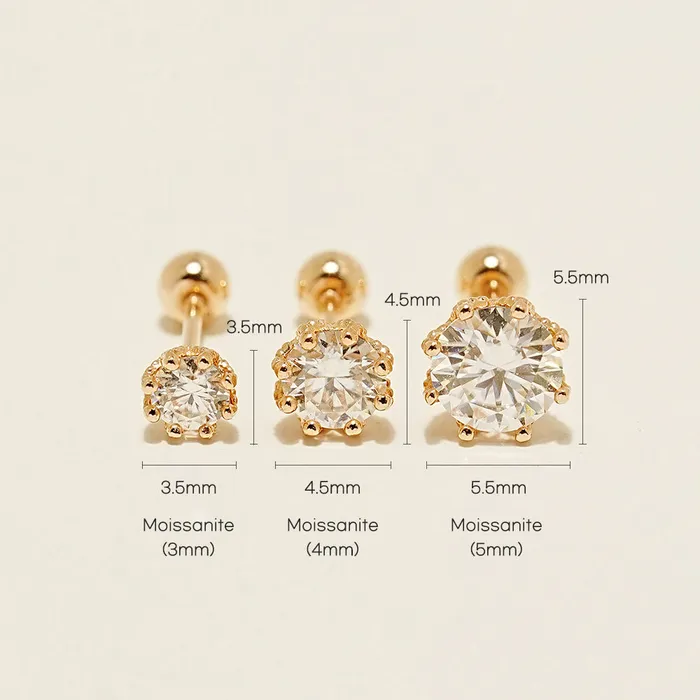PreStyled Sets MinimalBijoux 14K Gold Moissanite Dia Queen Internally Threaded Labret Piercing 20G18G16G