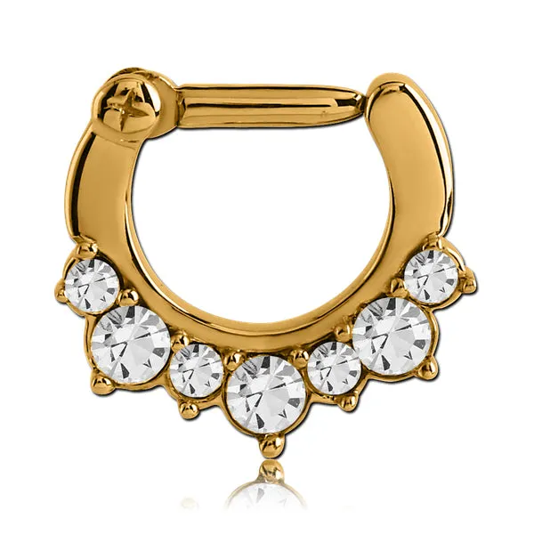 PreStyled Sets Tulsa Body Jewelry Crown CZ Gold Septum Clicker