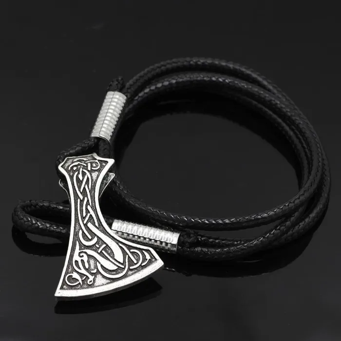 Bracelets VikingStore Leather Axehead Bracelet