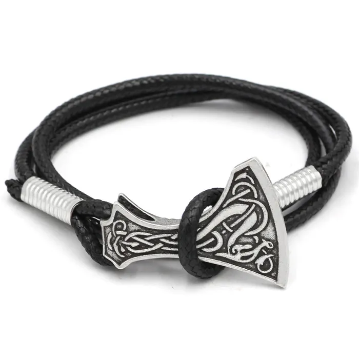 Bracelets VikingStore Leather Axehead Bracelet