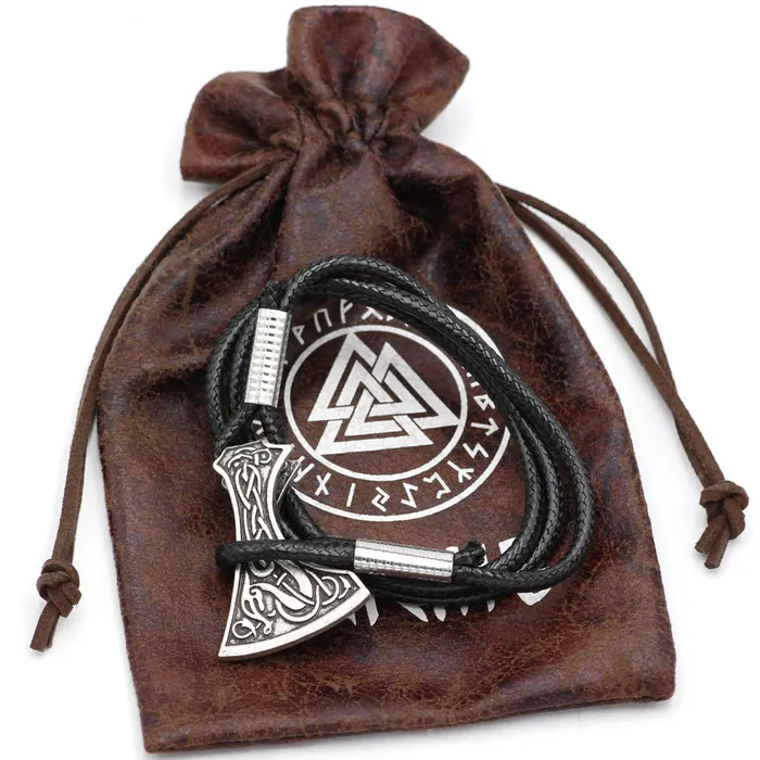 Bracelets VikingStore Leather Axehead Bracelet