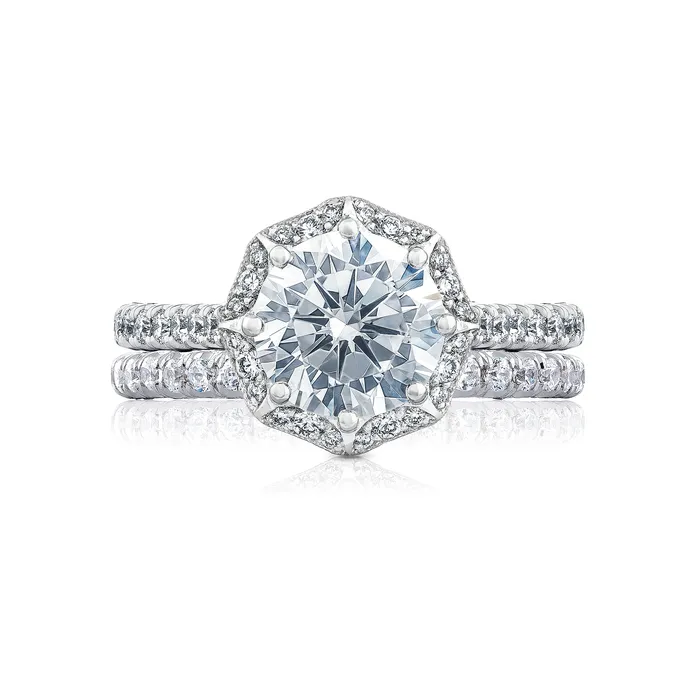 International Diamond Center Rings Tacori 18k White Gold Petite Crescent Round Diamond Engagement Ring Setting 058 CTW International Diamond Center Rings Tacori 18k White Gold Petite Crescent Round Diamond Engagement Ring Setting 058 CTW