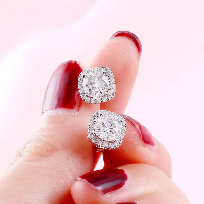 Luxus Moissanite Rings Jewelry Earrings 14k White Gold Halo Stud Moissanite Earrings 16ctw Luxus Moissanite Rings Jewelry Earrings 14k White Gold Halo Stud Moissanite Earrings 16ctw