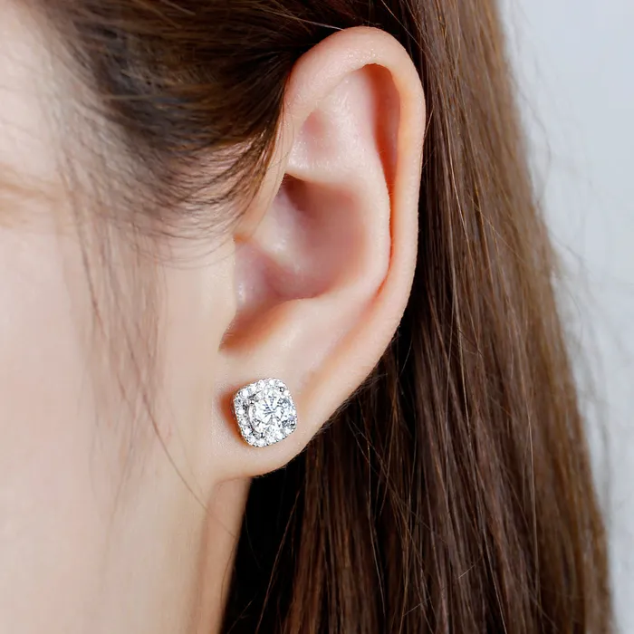 Luxus Moissanite Rings Jewelry Earrings 14k White Gold Halo Stud Moissanite Earrings 16ctw Luxus Moissanite Rings Jewelry Earrings 14k White Gold Halo Stud Moissanite Earrings 16ctw