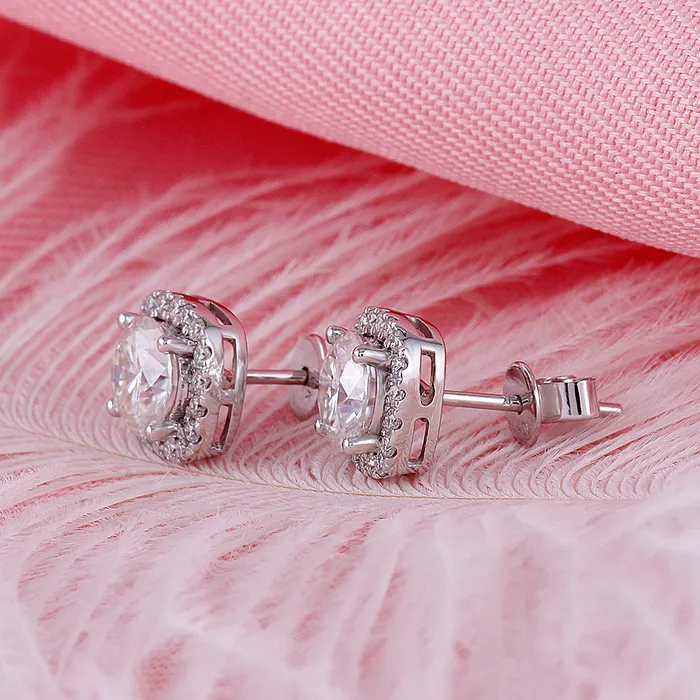 Luxus Moissanite Rings Jewelry Earrings 14k White Gold Halo Stud Moissanite Earrings 16ctw Luxus Moissanite Rings Jewelry Earrings 14k White Gold Halo Stud Moissanite Earrings 16ctw