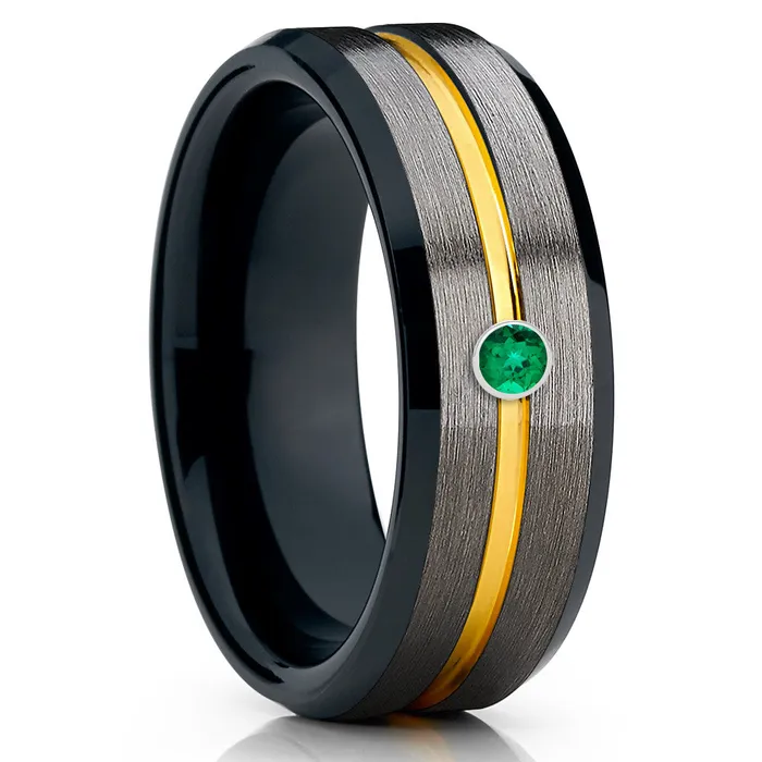 Rings Clean Casting Jewelry Gunmetal Wedding Ring Yellow Gold Tungsten Ring Black Wedding Ring Mans Ring