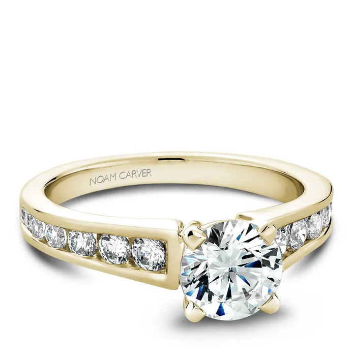 Rings International Diamond Center Noam Carver Yellow Gold Channel Set Diamond Engagement Ring Setting 051 CTW