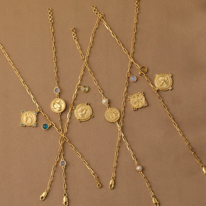 SILVER Bracelets Opal Libra Zodiac Gold Plated Silver Chain Bracelet