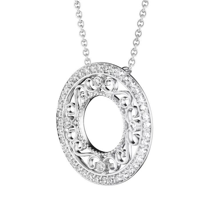 Verragio Reverie Morgan Filigree Circle Pendant 18K Gold 045CTW Shop IDC estore PreStyled Sets