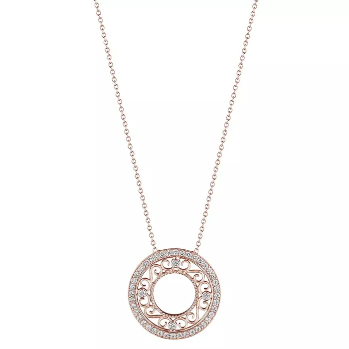 Verragio Reverie Morgan Filigree Circle Pendant 18K Gold 045CTW Shop IDC estore PreStyled Sets